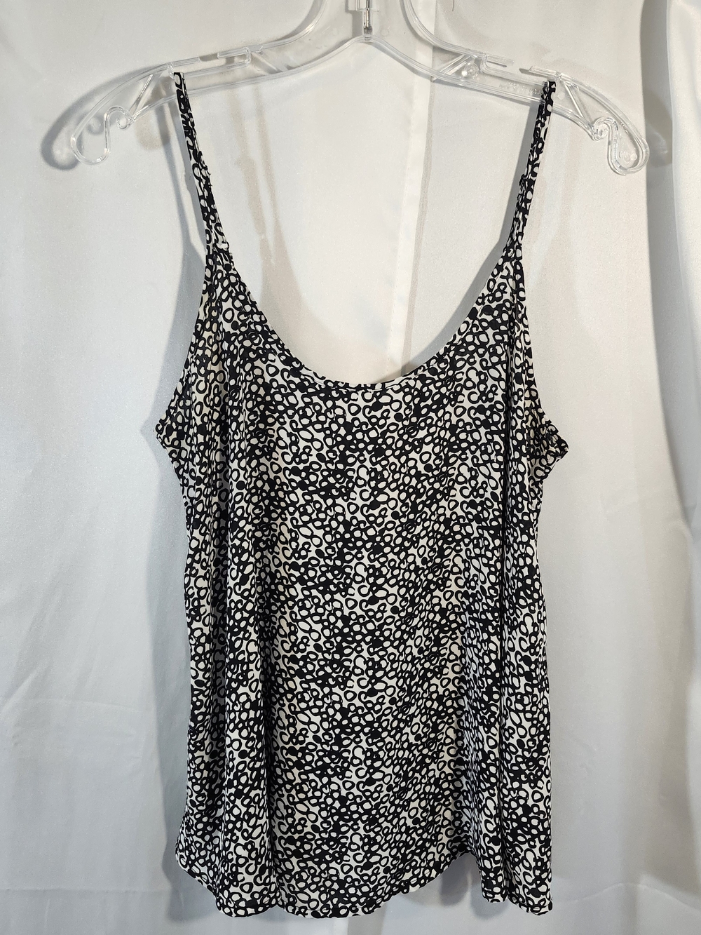Black and White Printed Sheer Spaghetti Strap Tank